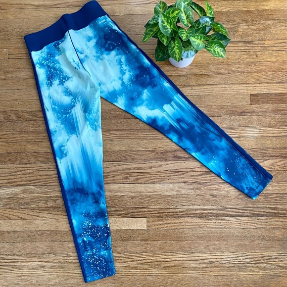 Adidas Climalite Moisture Wicking Capri Gym Blue Abstract Capri Leggings Size S - Picture 7 of 12